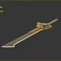 Futuristic Mechanical Sword Featuring Metallic Blade And Orange Gray Handle For Sci Fi Weapon Design