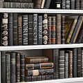 Vintage Bookcase With Organized Rows Of Classic Books And Decorative Spines