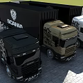 Functional Scania Trucks With Different Designs Parked Together 3d model