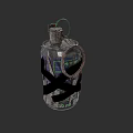 Homemade Weapon Bottle Bomb With Black Tape Green Fuse And Warning Label