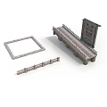 Architectural Scene Components With Stone Railing Platform and Square Frame