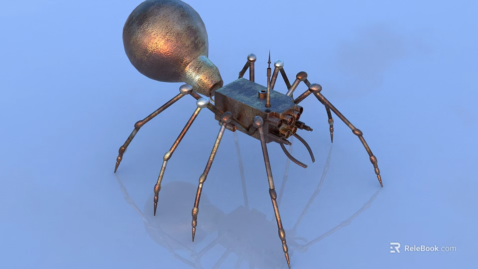 Smart Machine Spider Shaped Design With Metallic Body Spherical Head And Mechanical Legs 3d model 