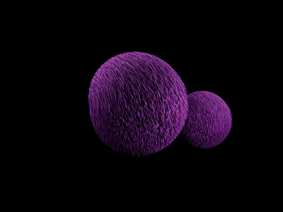 Purple Fluffy Spheres With Soft Textured Surface On Black Background 3d model