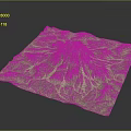 Scenic Landscape Terrain Model With Blue Green Beige Colors And Mountain Valley Patterns