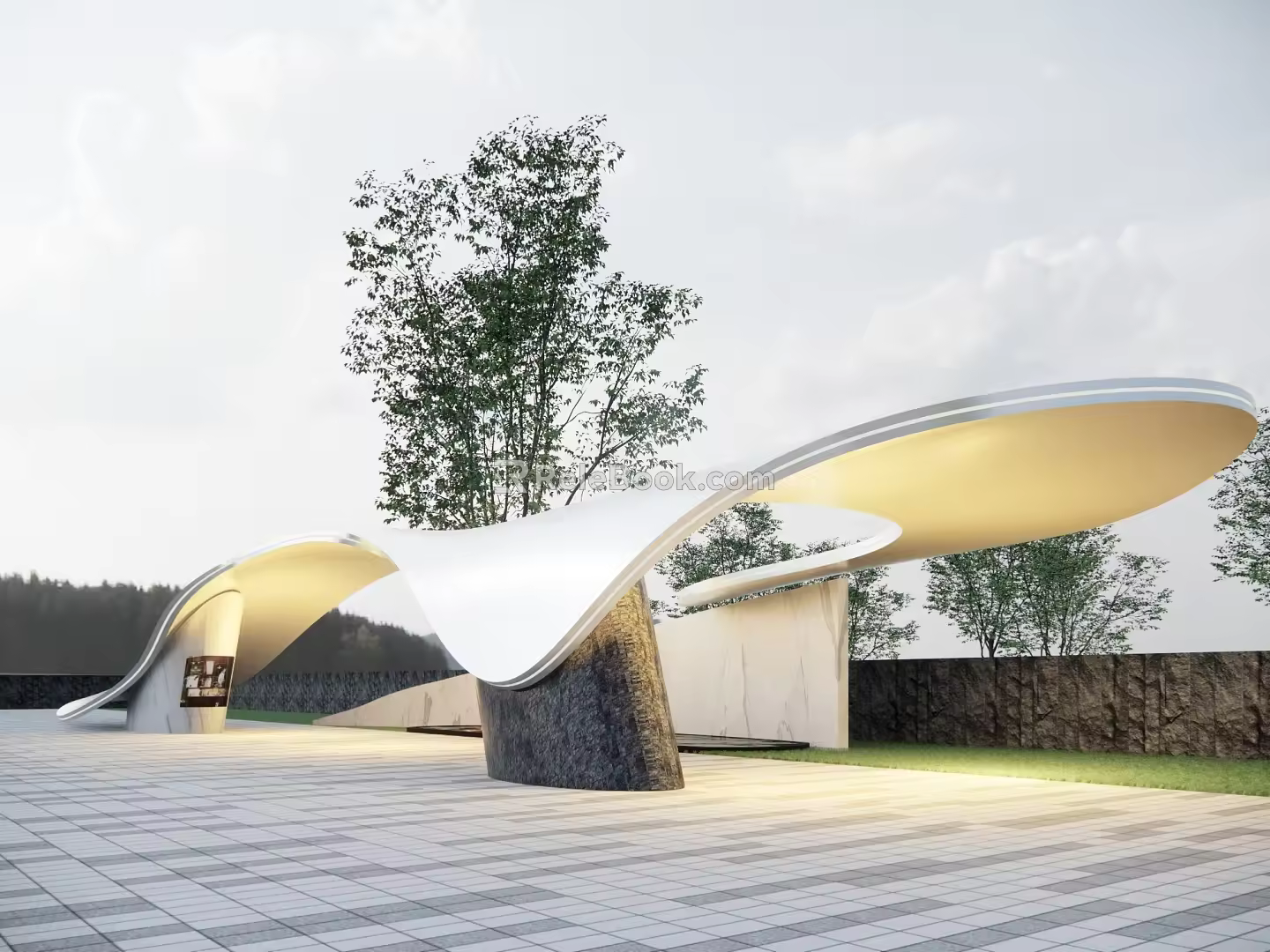 Modern Corridor Landscape Entrance Curved Landscape Modeling Entrance Curved Surface Modeling Community Entrance 3d model