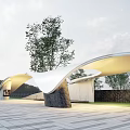 Modern Corridor Landscape Entrance Curved Landscape Modeling Entrance Curved Surface Modeling Community Entrance 3d model