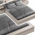 Modern Double Bed Design With Gray Mattress Drawers And Side Tables 3d model
