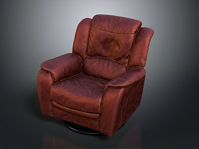 Red Leather Swivel Armchair Single Seater With Modern Comfortable Design 3d model