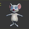 Cute 3D Cartoon Mouse Game Character With White Body Pink Ears Blue Eyes Red Nose