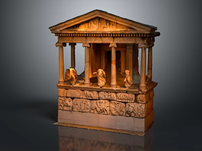 Classical Style Architectural Structure With Pediment Carvings Columns And Base Reliefs 3d model