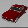 Red Vintage Coupe Car with Sleek Body Chrome Accents Silver Wheels and Dark Surface Reflection