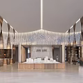 Modern Sales Office Interior With Geometric Wall Decor And Elegant Lighting Design