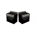 Two Black Gas Range Oven Combos With Stainless Steel Control Knobs For Kitchen Use 3d model