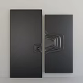 Modern Black Security Door With Sleek Metal Surface And Contemporary Wavy Pattern Design