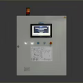 White Industrial Computer Control Cabinet With Display Screen Indicator Light And Diagram 3d model