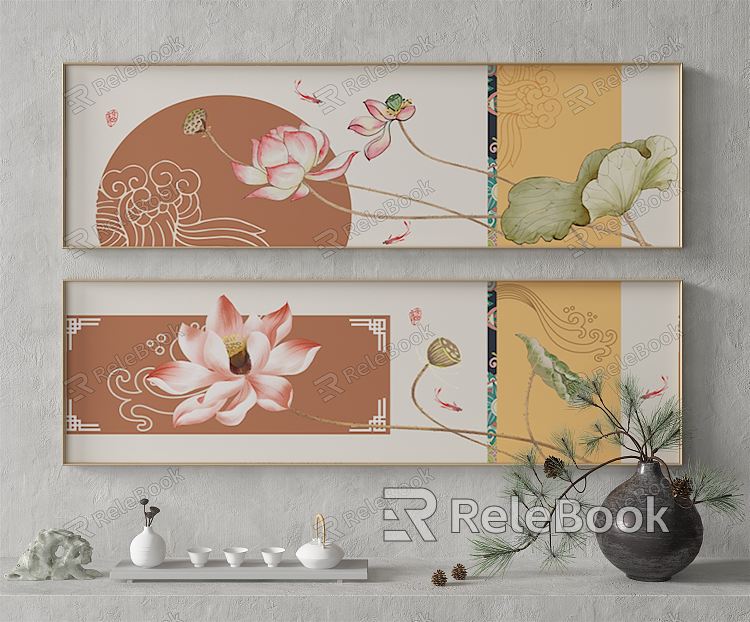 New Chinese Plant Painting Decorative Painting model