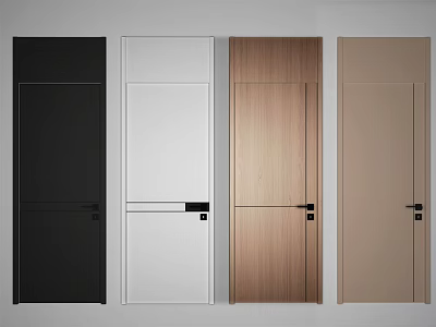 Modern Hinged Doors In Black White Wood And Beige Colors With Sleek Design 3d model