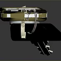Shiny Metal Key With Black Tag And Chain On Dark Surface
