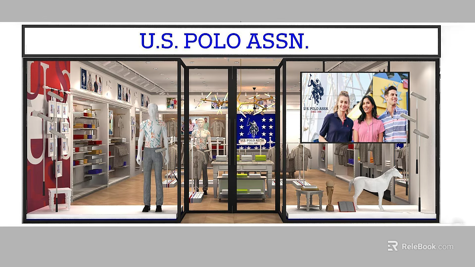 Modern US Polo Assn Brand Clothing Store With Attractive Window Display And Various Fashion Apparels 3d model 