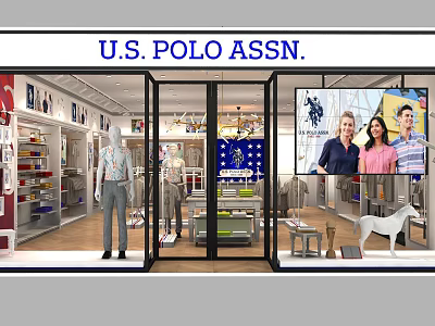 Modern US Polo Assn Brand Clothing Store With Attractive Window Display And Various Fashion Apparels 3d model