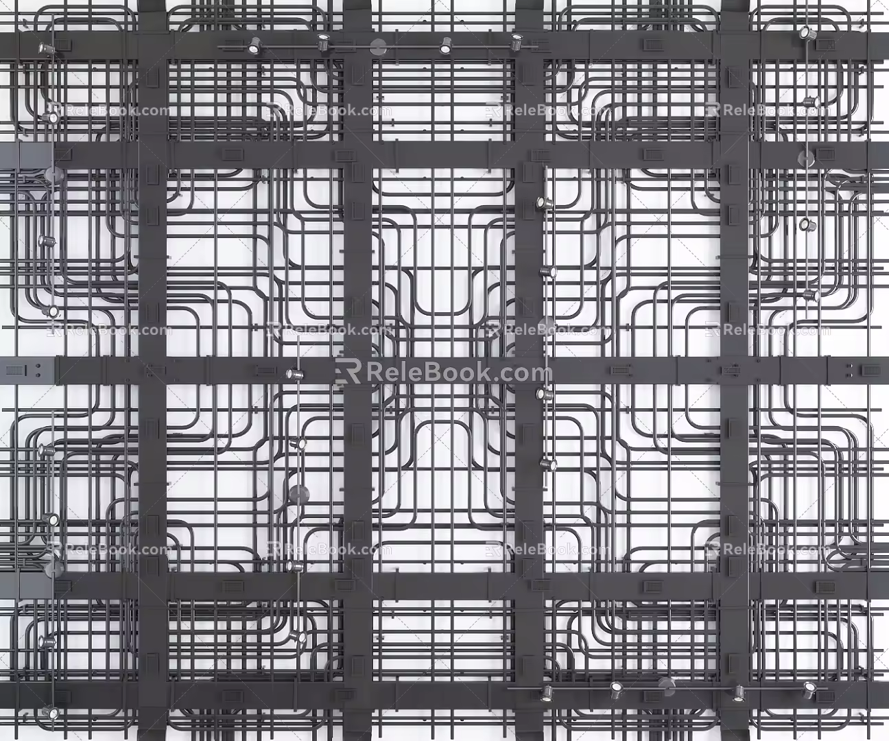 Industrial LOFT Ceiling Pipeline Trunking Pipe Line Ceiling Track Light Combination Pipe 3d model