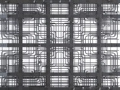 Modern Suspended Ceiling with Grid Design Metal Linear Frame and Architectural Structure 3d model