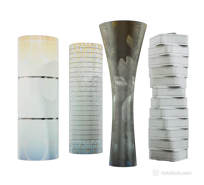 Modern Decorative Columns With Diverse Structural Designs And Patterns 3d model 