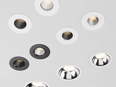 Modern Downlights And Spotlights Design With Round Shape And Metal Finish 3d model