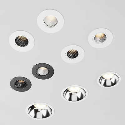 Modern Downlights And Spotlights Design With Round Shape And Metal Finish 3d model