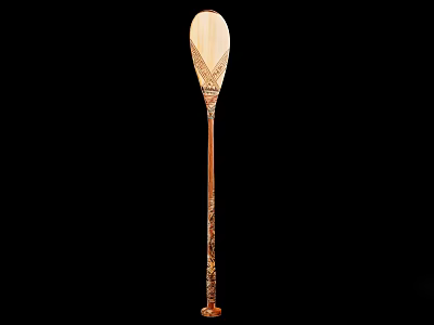 Carved Wooden Decorative Ornamental Figurine Set With Long Handle And Intricate Patterns 3d model