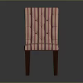 Striped Upholstered Chair With Diamond Pattern Backrest And Seat On Wooden Legs