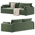 Comfortable Sectional Sofa With Cushions Throw Blanket And Multiple Color Options 3d model