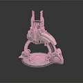 Futuristic Mechanical Structure With Circular Base Gear Components And Metallic Tower Parts