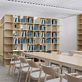 Modern Library Reading Room Bookshelf Bookcase Reading Space 3d model