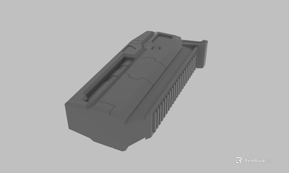 Gray 3D Model of Mechanical Component With Intricate Structure And Grooves 3d model 