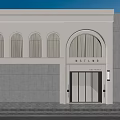 Modern Elegant MISTLINE Beauty Salon Exterior With White Building Arched Windows And Glass Door