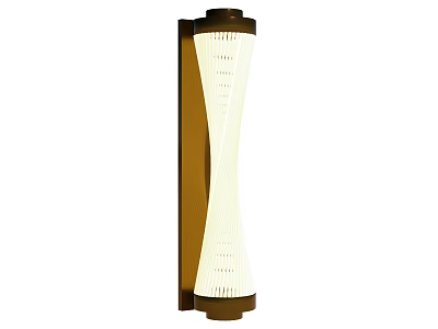Modern Curved Wall Lamp With White Woven Shade And Dark Brown Frame 3d model