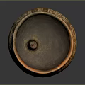 Ancient Brown Clay Pot With Three Legs And Decorative Surface Patterns