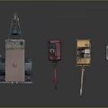 Construction Equipment Collection Featuring Trailer Generator Red Compressor Yellow Roller And Blue Cylinder