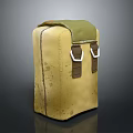 Durable Yellow Storage Bag With Green Lid And Brown Straps For Daily Life Use