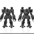 Two Gray Mecha Models In Standing Pose With Mechanical Structures And Claws 3d model