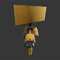 Yellow Robot Character With Mechanical Arms And Detailed Metallic Body Design
