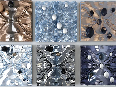 Modern Square Wall Decor With Multiple Colors Textured Surface And Embedded Round Oval Ornaments 3d model