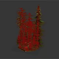 Enchanting Cartoon Scene With Tall Pine Trees Colorful Flowers And Mushrooms In Green Forest