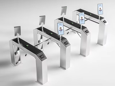 Public Facility Metal Turnstiles With Digital Screens For Access Control In Public Areas 3d model