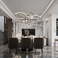 Modern Living and Dining Room Interior With Gray Sofa Coffee Table Pendant Light And Decor