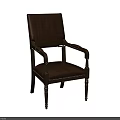 Brown Leather Office Chair with Armrests and Decorative Wooden Legs