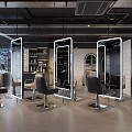Spacious Modern Hair Salon Interior Design With Styling Chairs And Backlit Mirrors