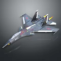 Detailed Gray Fighter Jet Model Featuring Red Yellow Markings And Number 523