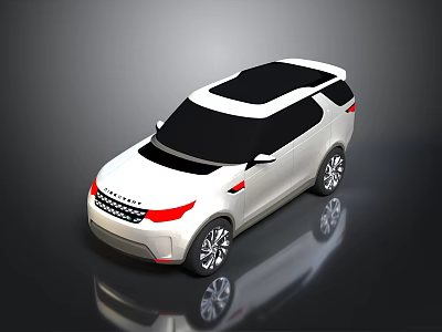 White SUV With Black Roof Modern Exterior Design Red Accents And Reflective Surface 3d model